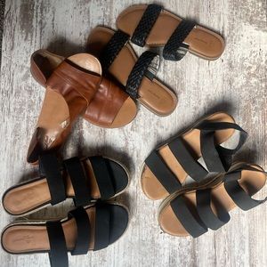 Platform Slides, Platform Sandals, Flat slides, Slip on half Mule Brown sandals